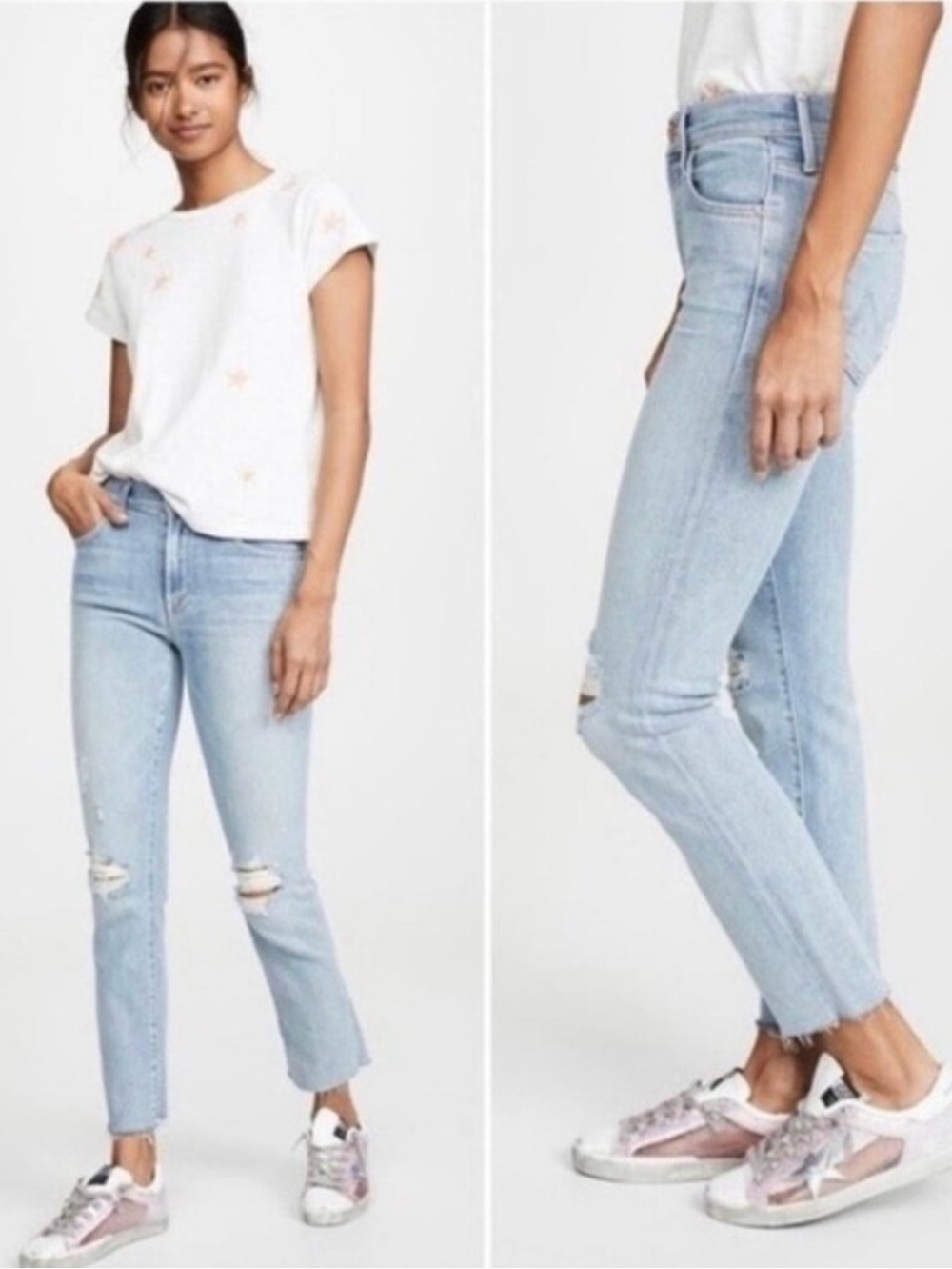 Mother Size 25 The Rascal Ankle Snippet lightwash distressed jeans